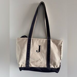 L.L Bean “J” Monogramed Boat and Tote Canvas Bag